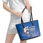 Bulldogs 100-year Anniversary Leather Tote Bag Simple Aboriginal Motif - Aussie Hoodie