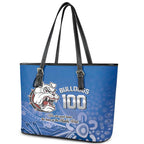 Bulldogs 100-year Anniversary Leather Tote Bag Simple Aboriginal Motif - Aussie Hoodie