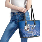 Bulldogs 100-year Anniversary Leather Tote Bag Simple Aboriginal Motif - Aussie Hoodie