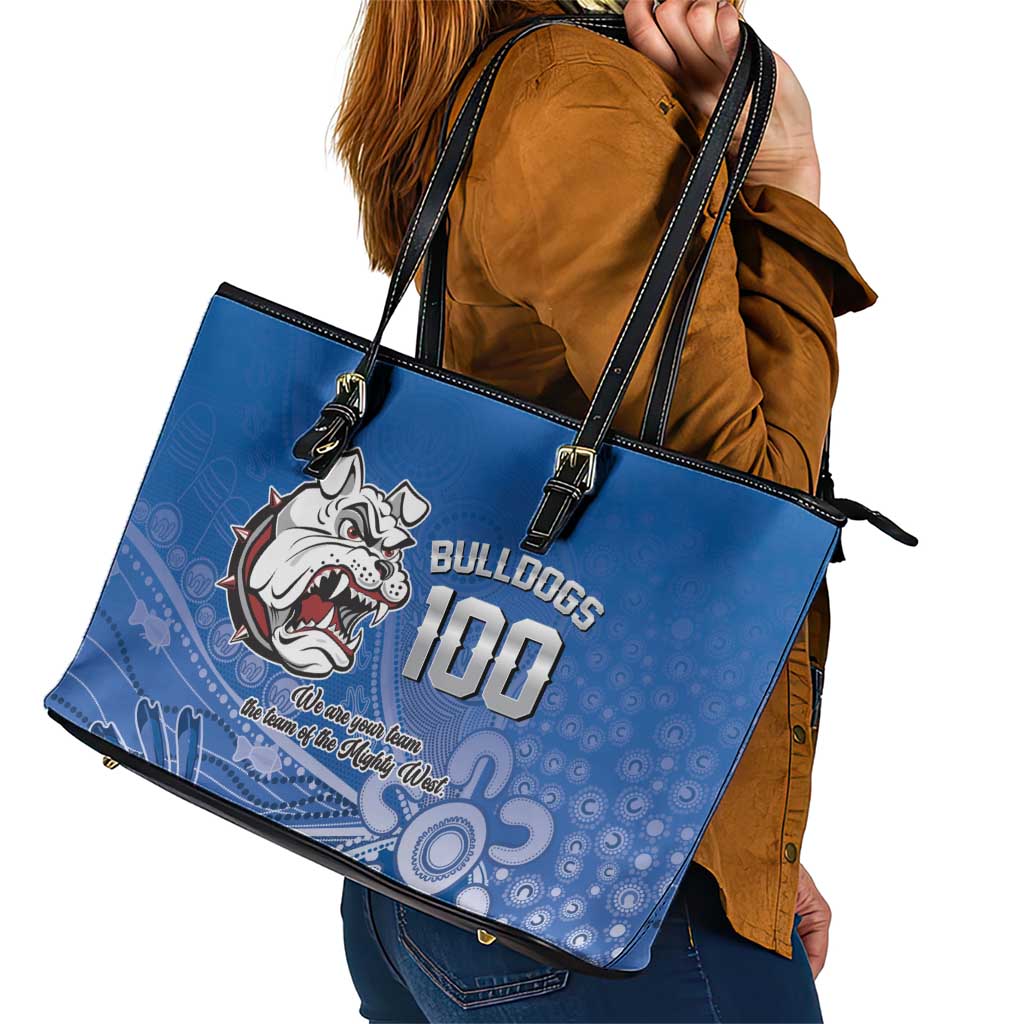 Bulldogs 100-year Anniversary Leather Tote Bag Simple Aboriginal Motif - Aussie Hoodie