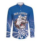 Bulldogs 100-year Anniversary Long Sleeve Button Shirt Simple Aboriginal Motif - Aussie Hoodie