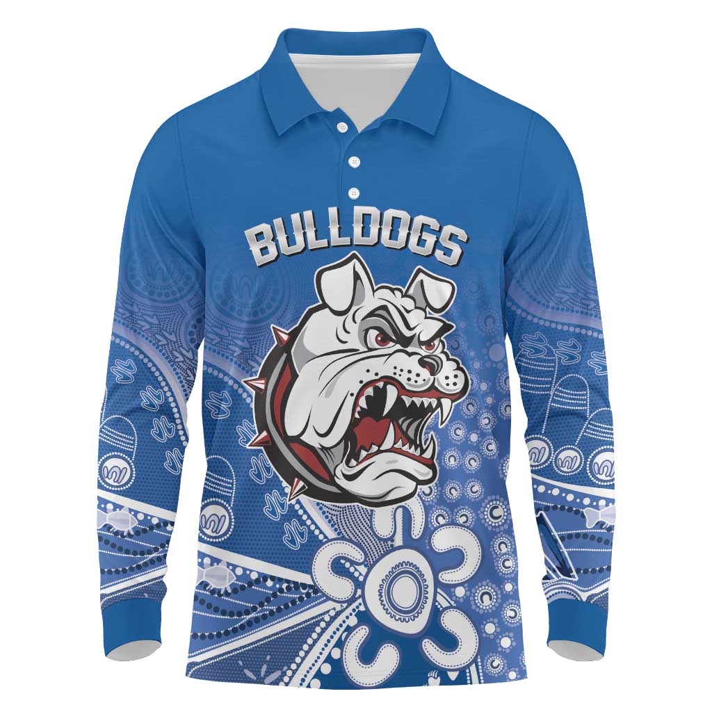 Bulldogs 100-year Anniversary Long Sleeve Polo Shirt Simple Aboriginal Motif - Aussie Hoodie