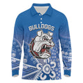 Bulldogs 100-year Anniversary Long Sleeve Polo Shirt Simple Aboriginal Motif - Aussie Hoodie