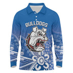 Bulldogs 100-year Anniversary Long Sleeve Polo Shirt Simple Aboriginal Motif - Aussie Hoodie