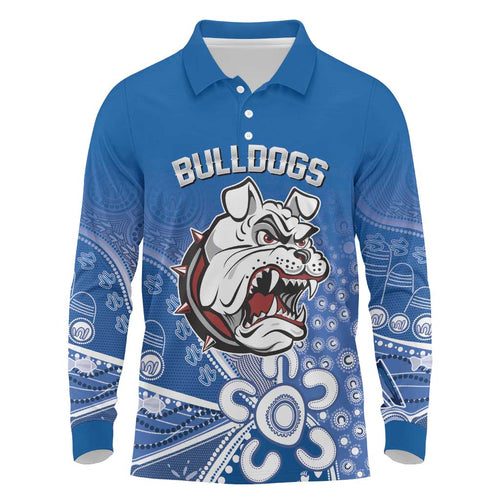 Bulldogs 100-year Anniversary Long Sleeve Polo Shirt Simple Aboriginal Motif - Aussie Hoodie