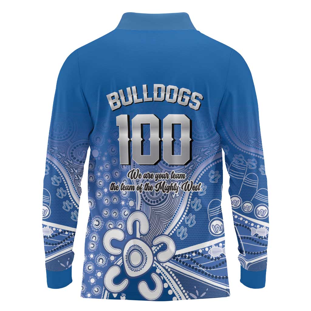 Bulldogs 100-year Anniversary Long Sleeve Polo Shirt Simple Aboriginal Motif - Aussie Hoodie