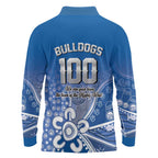 Bulldogs 100-year Anniversary Long Sleeve Polo Shirt Simple Aboriginal Motif - Aussie Hoodie