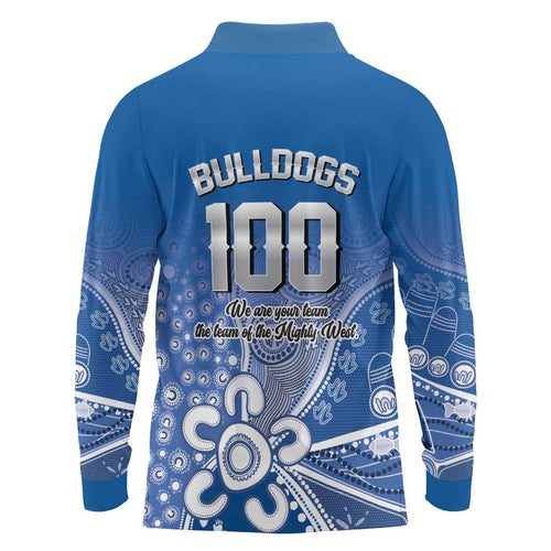 Bulldogs 100-year Anniversary Long Sleeve Polo Shirt Simple Aboriginal Motif - Aussie Hoodie