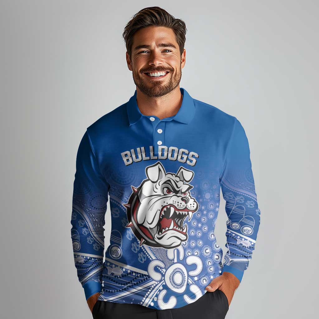 Bulldogs 100-year Anniversary Long Sleeve Polo Shirt Simple Aboriginal Motif - Aussie Hoodie