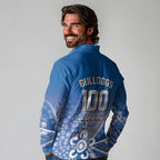 Bulldogs 100-year Anniversary Long Sleeve Polo Shirt Simple Aboriginal Motif - Aussie Hoodie