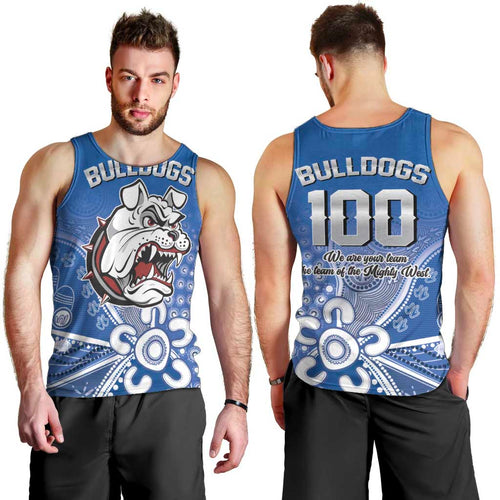 Bulldogs 100-year Anniversary Men Tank Top Simple Aboriginal Motif - Aussie Hoodie