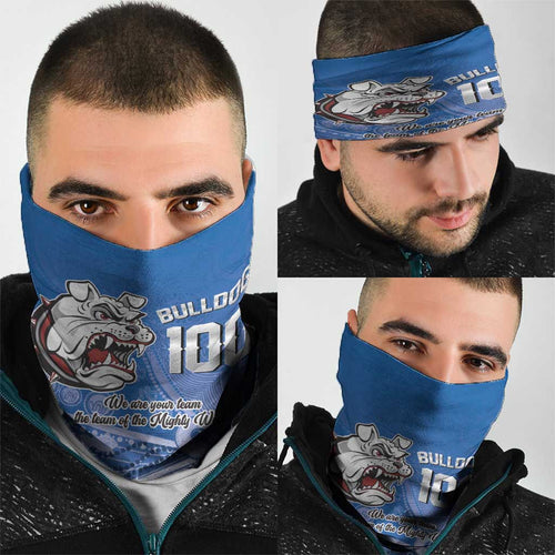 Bulldogs 100-year Anniversary Neck Gaiter Simple Aboriginal Motif - Aussie Hoodie