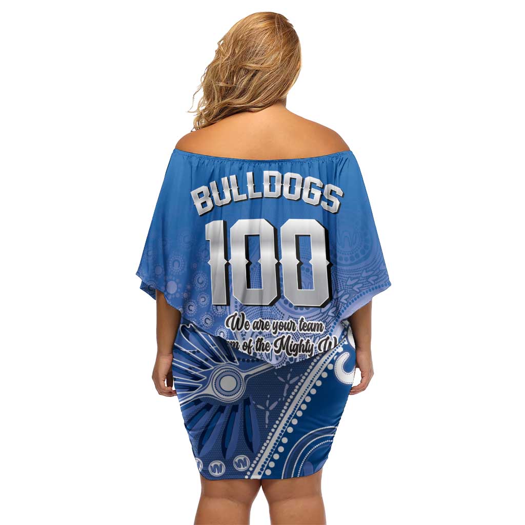 Bulldogs 100-year Anniversary Off Shoulder Short Dress Simple Aboriginal Motif - Aussie Hoodie