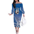Bulldogs 100-year Anniversary Off The Shoulder Long Sleeve Dress Simple Aboriginal Motif - Aussie Hoodie