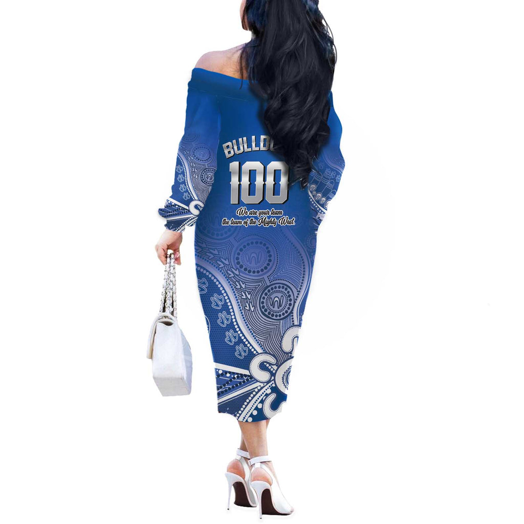 Bulldogs 100-year Anniversary Off The Shoulder Long Sleeve Dress Simple Aboriginal Motif - Aussie Hoodie