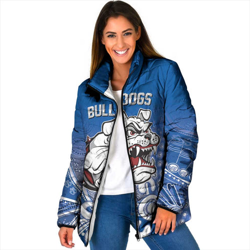 Bulldogs 100-year Anniversary Padded Jacket Simple Aboriginal Motif - Aussie Hoodie