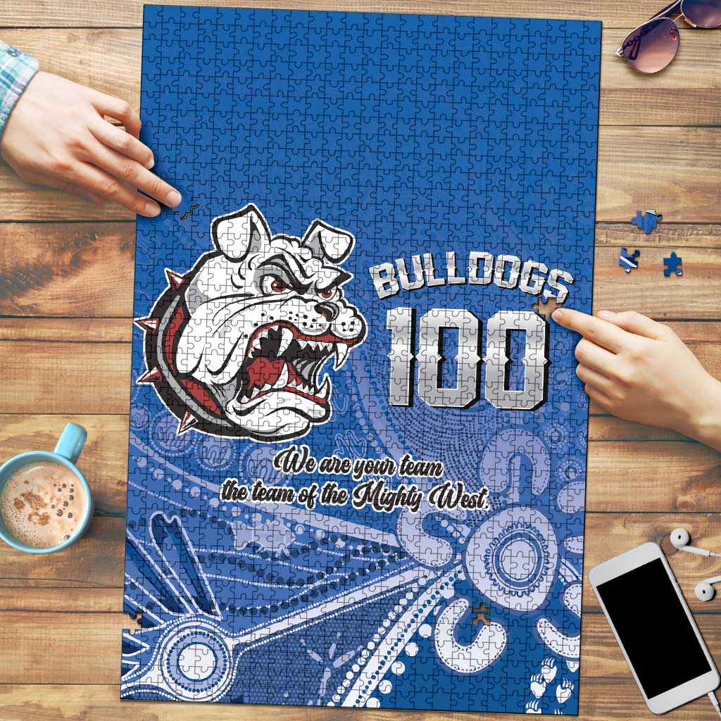 Bulldogs 100-year Anniversary Puzzle Simple Aboriginal Motif - Aussie Hoodie