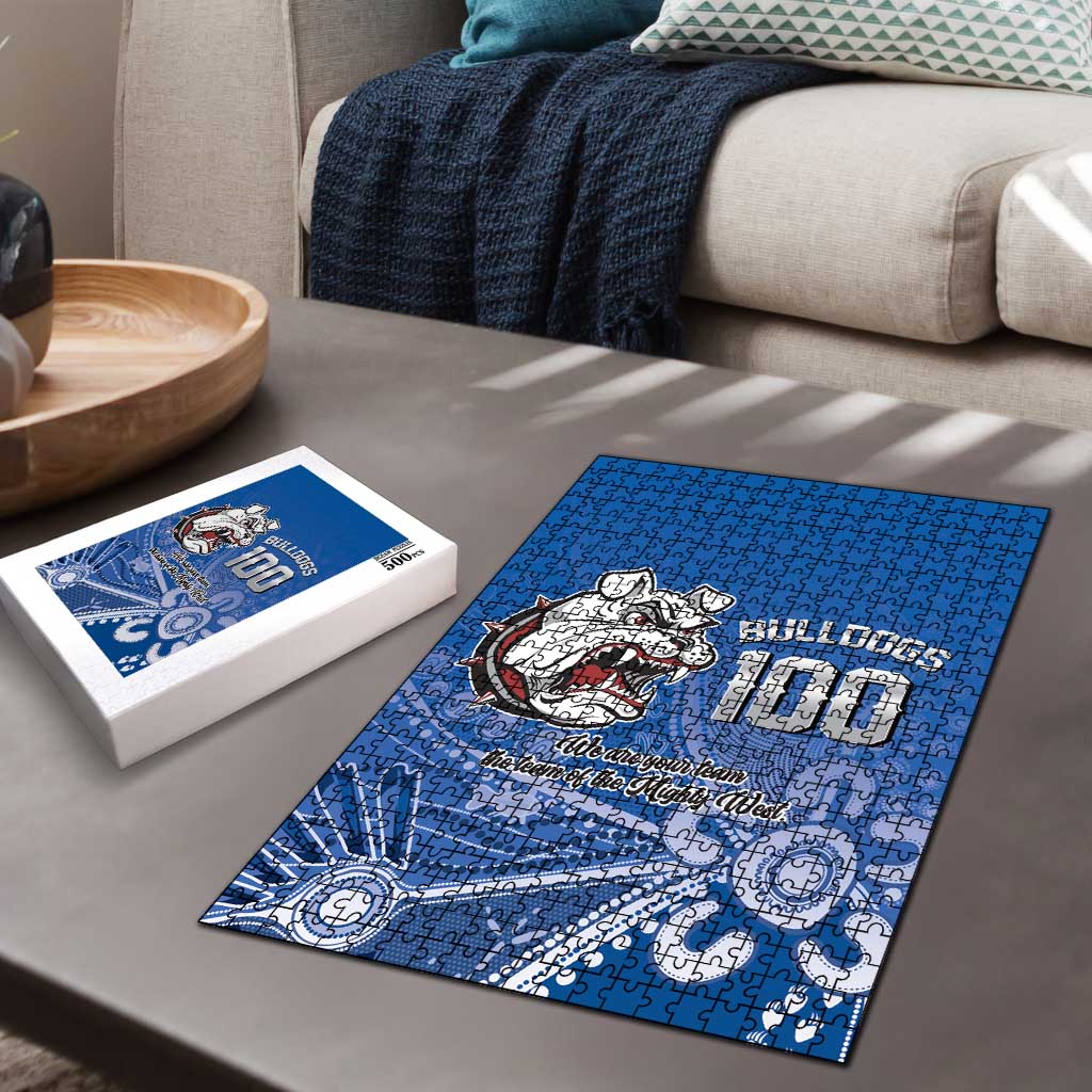 Bulldogs 100-year Anniversary Puzzle Simple Aboriginal Motif - Aussie Hoodie