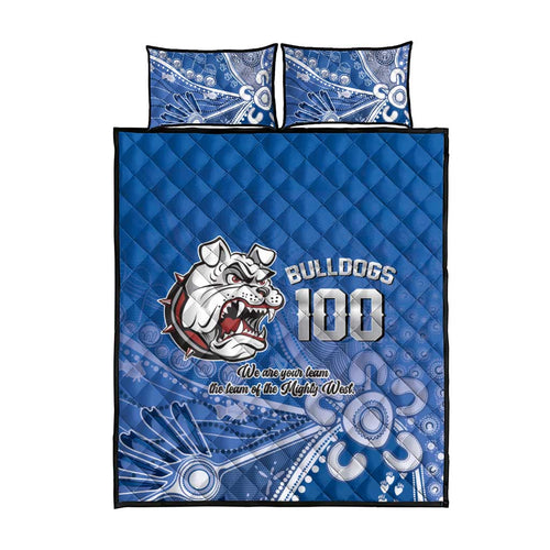 Bulldogs 100-year Anniversary Quilt Bed Set Simple Aboriginal Motif - Aussie Hoodie