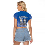 Bulldogs 100-year Anniversary Raglan Cropped T Shirt Simple Aboriginal Motif - Aussie Hoodie