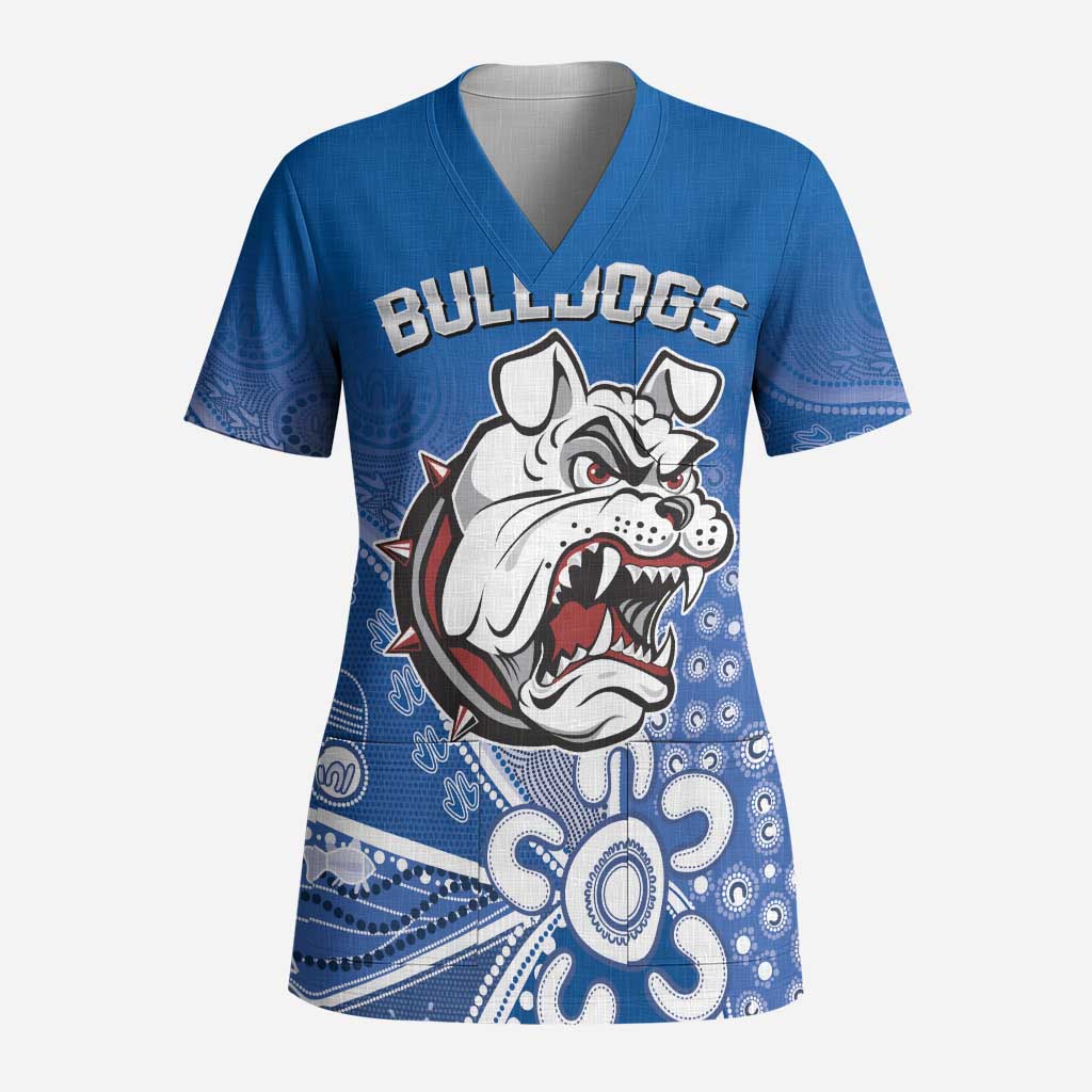 Bulldogs 100-year Anniversary Scrub Top Simple Aboriginal Motif - Aussie Hoodie