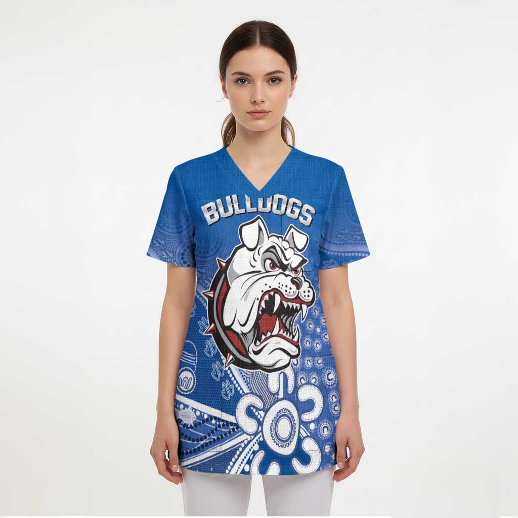 Bulldogs 100-year Anniversary Scrub Top Simple Aboriginal Motif - Aussie Hoodie