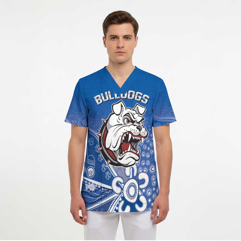 Bulldogs 100-year Anniversary Scrub Top Simple Aboriginal Motif - Aussie Hoodie