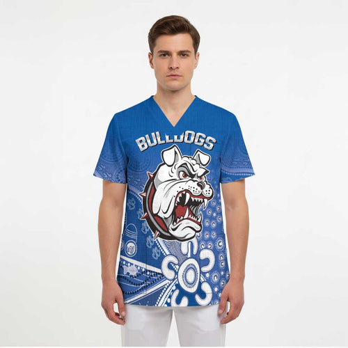 Bulldogs 100-year Anniversary Scrub Top Simple Aboriginal Motif - Aussie Hoodie