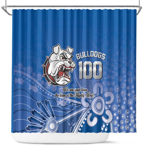 Bulldogs 100-year Anniversary Shower Curtain Simple Aboriginal Motif - Aussie Hoodie