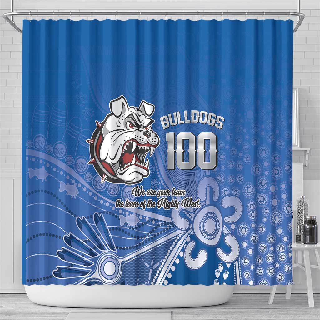 Bulldogs 100-year Anniversary Shower Curtain Simple Aboriginal Motif - Aussie Hoodie