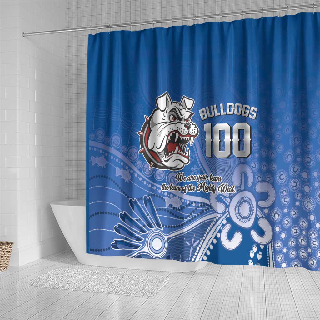 Bulldogs 100-year Anniversary Shower Curtain Simple Aboriginal Motif - Aussie Hoodie