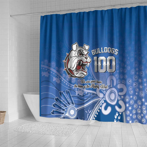 Bulldogs 100-year Anniversary Shower Curtain Simple Aboriginal Motif - Aussie Hoodie