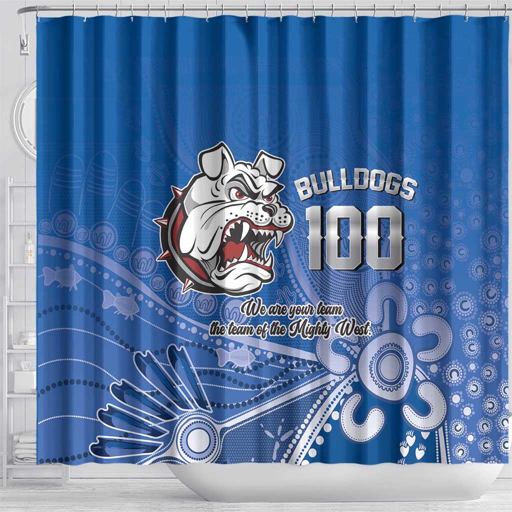 Bulldogs 100-year Anniversary Shower Curtain Simple Aboriginal Motif - Aussie Hoodie