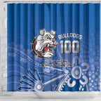 Bulldogs 100-year Anniversary Shower Curtain Simple Aboriginal Motif - Aussie Hoodie