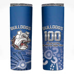 Bulldogs 100-year Anniversary Skinny Tumbler Simple Aboriginal Motif - Aussie Hoodie