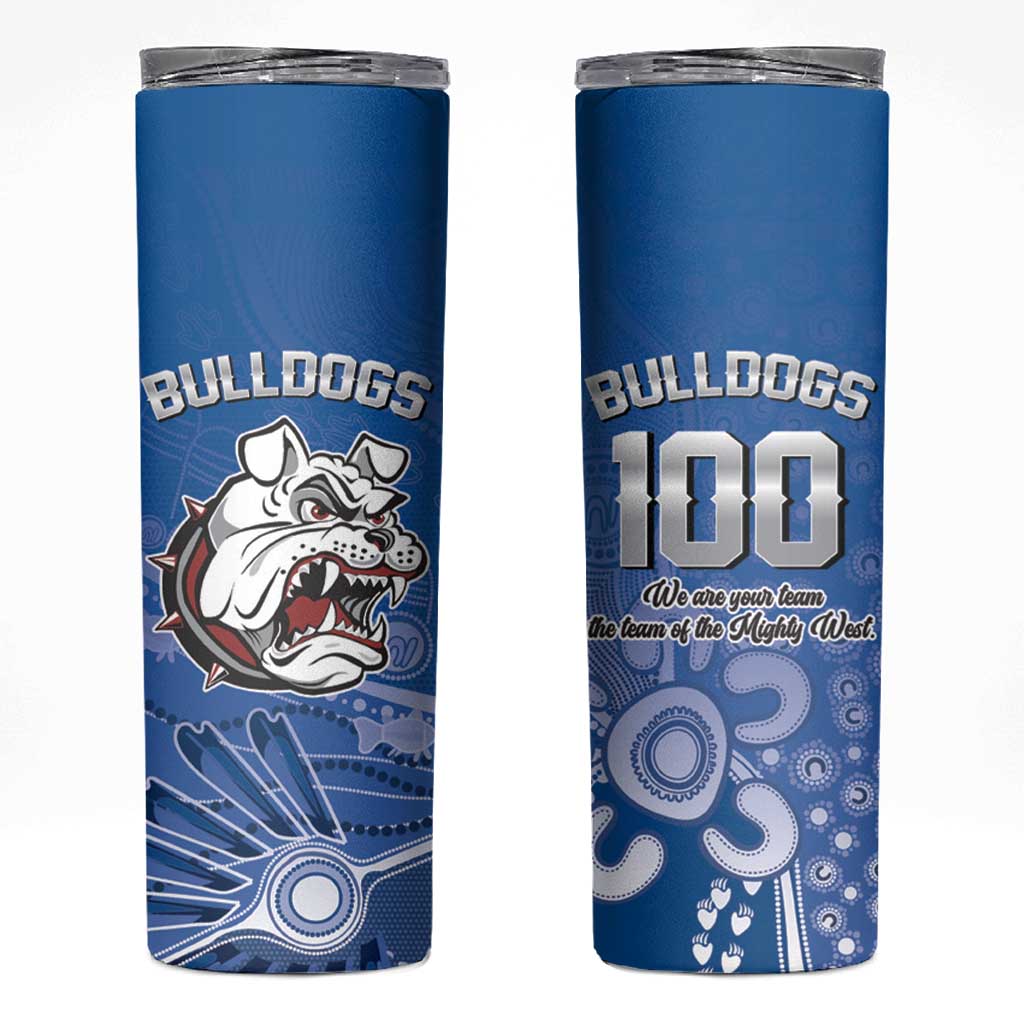 Bulldogs 100-year Anniversary Skinny Tumbler Simple Aboriginal Motif - Aussie Hoodie