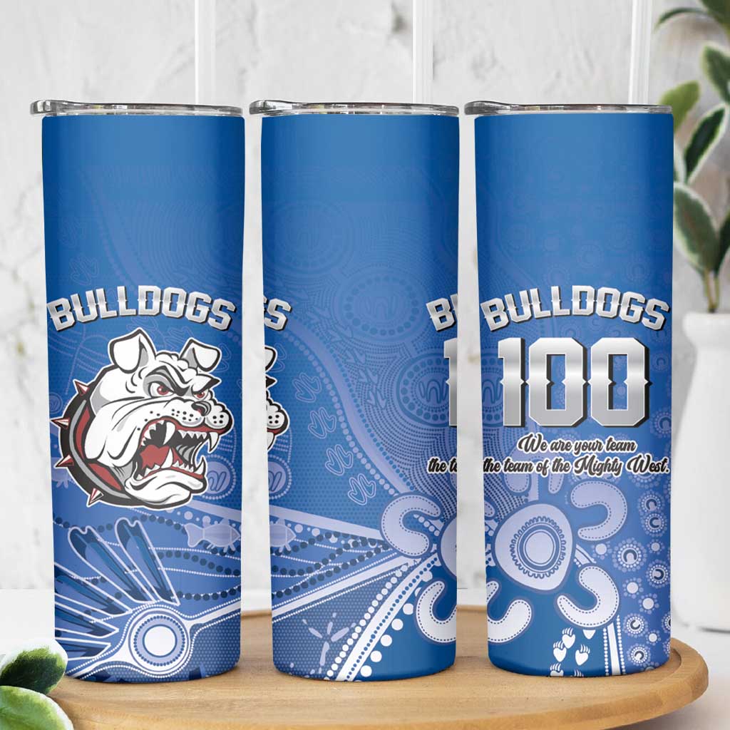 Bulldogs 100-year Anniversary Skinny Tumbler Simple Aboriginal Motif - Aussie Hoodie