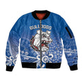Bulldogs 100-year Anniversary Sleeve Zip Bomber Jacket Simple Aboriginal Motif - Aussie Hoodie