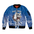 Bulldogs 100-year Anniversary Sleeve Zip Bomber Jacket Simple Aboriginal Motif - Aussie Hoodie
