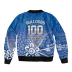 Bulldogs 100-year Anniversary Sleeve Zip Bomber Jacket Simple Aboriginal Motif - Aussie Hoodie