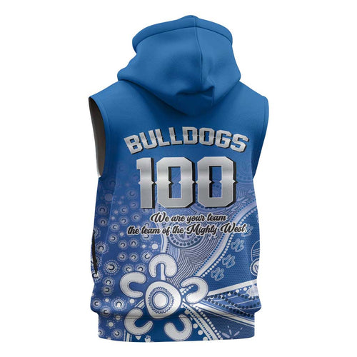 Bulldogs 100-year Anniversary Sleeveless Hoodie Simple Aboriginal Motif - Aussie Hoodie