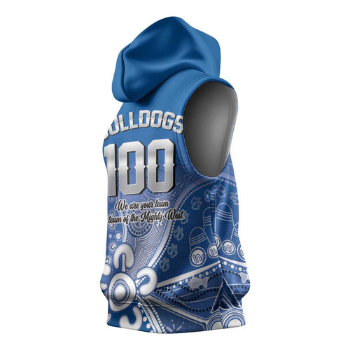 Bulldogs 100-year Anniversary Sleeveless Hoodie Simple Aboriginal Motif - Aussie Hoodie