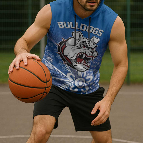 Bulldogs 100-year Anniversary Sleeveless Hoodie Simple Aboriginal Motif - Aussie Hoodie