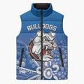 Bulldogs 100-year Anniversary Sleeveless Puffer Jacket Simple Aboriginal Motif - Aussie Hoodie