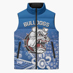 Bulldogs 100-year Anniversary Sleeveless Puffer Jacket Simple Aboriginal Motif - Aussie Hoodie