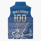 Bulldogs 100-year Anniversary Sleeveless Puffer Jacket Simple Aboriginal Motif - Aussie Hoodie