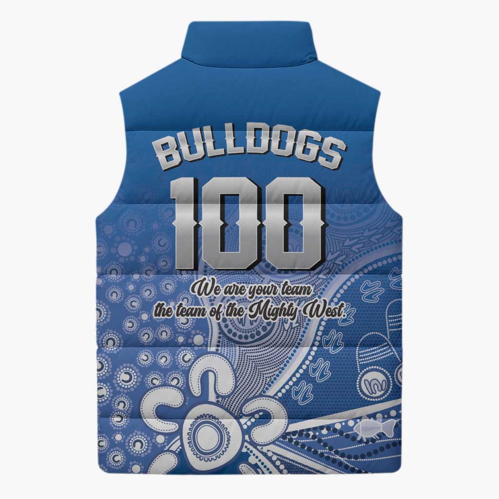 Bulldogs 100-year Anniversary Sleeveless Puffer Jacket Simple Aboriginal Motif - Aussie Hoodie