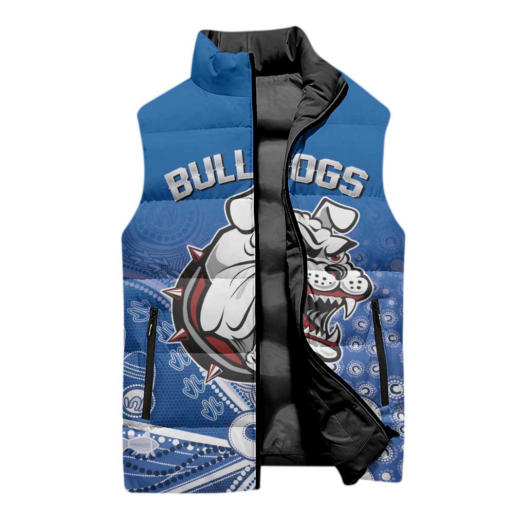 Bulldogs 100-year Anniversary Sleeveless Puffer Jacket Simple Aboriginal Motif - Aussie Hoodie