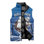 Bulldogs 100-year Anniversary Sleeveless Puffer Jacket Simple Aboriginal Motif - Aussie Hoodie