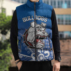 Bulldogs 100-year Anniversary Sleeveless Puffer Jacket Simple Aboriginal Motif - Aussie Hoodie